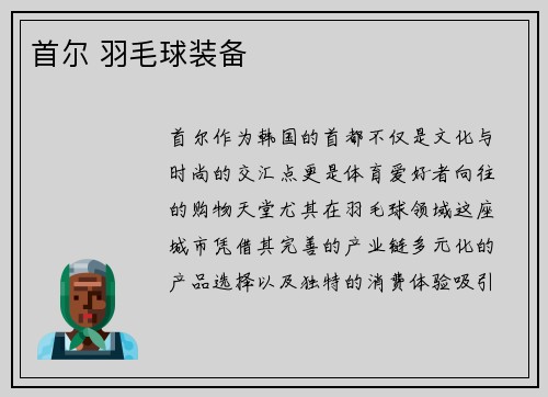 首尔 羽毛球装备